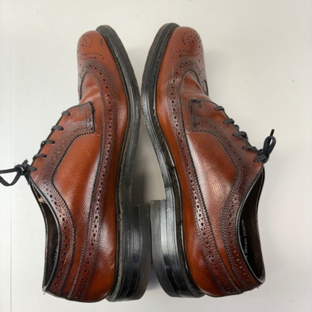 Stafford Men's Size 9.5D Brown Leather Wingtip Brogue Oxford Dress Shoes USA - Picture 6 of 8